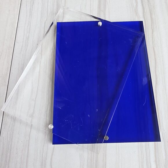 Clear & Blue Lucite Magnetic Block Photo Picture Frame 6" X 8" - Picture 5 of 10